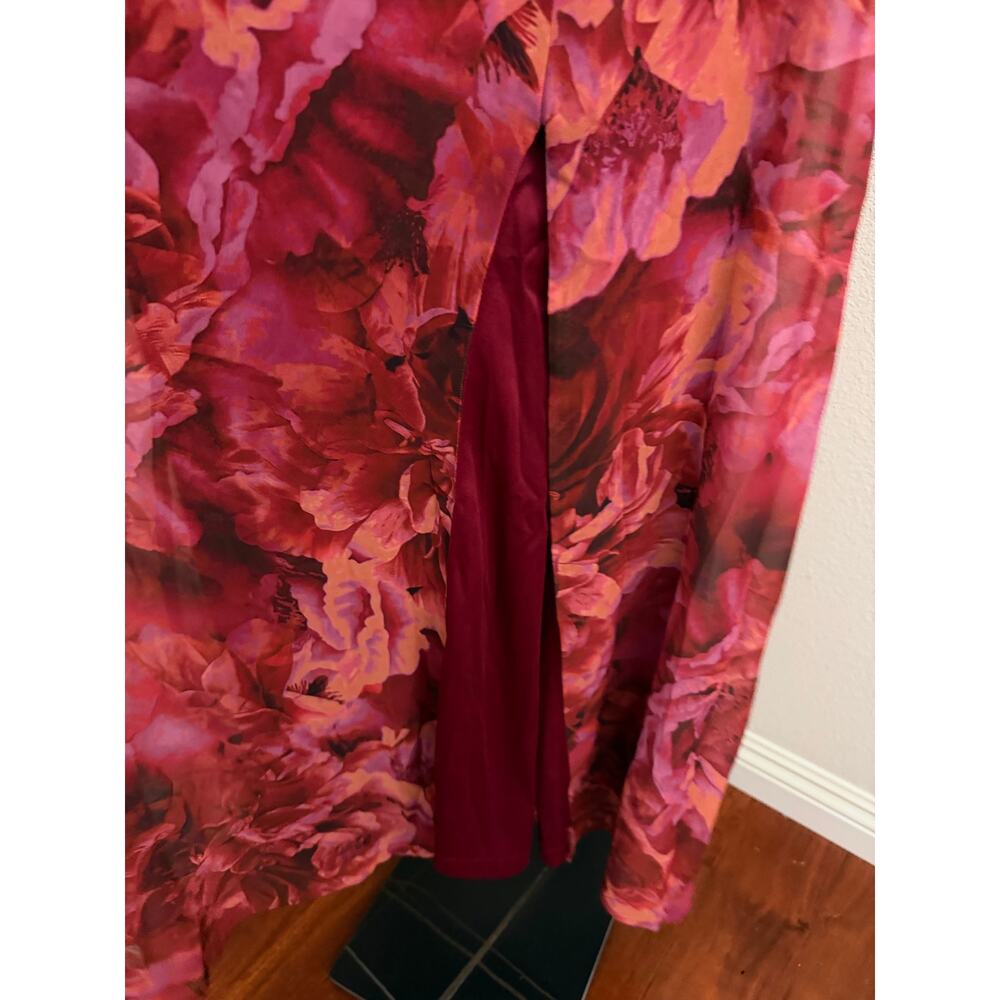 Lulus Beautiful Soul Burgundy Floral Print Twist-Front Maxi Dress S - Picture 7 of 10